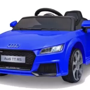 Mașinuță electrică Audi TT RS - Albastru (modul muzică, scaun piele, roți cauciuc)