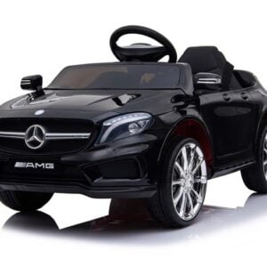 Mașinuță electrică Mercedes GLA 45 - Negru (modul muzică, scaun piele, roți cauciuc)