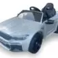 Mașinuță electrică BMW M5 - Argintiu (modul muzică, scaun piele, roți cauciuc)