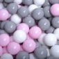 Set bile din plastic pentru centru de joacă 7cm, 200 buc, gri, roz pastel, alb, MeowBaby