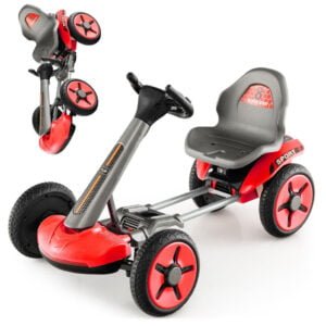 Kart electric Go Kart cu LED și Scaun reglabil - Roșu